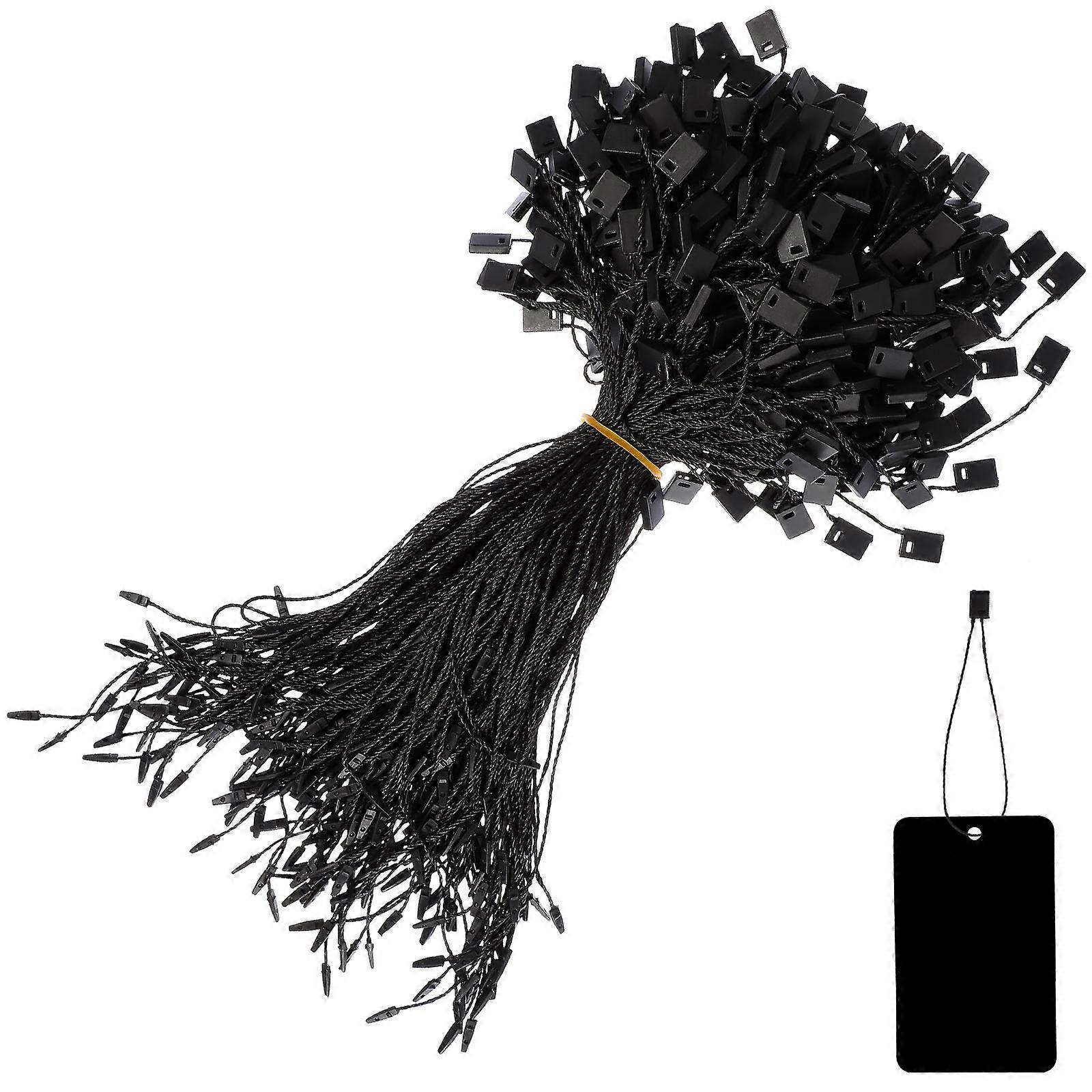 Plastic Hang String Tags Garment Tags Snap Lock Black for Clothes 950Pcs