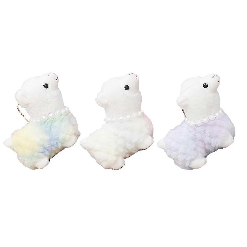 Plush Alpaca Keychain Charm Stuffed Toy Pendant for Decoration 9 Pieces