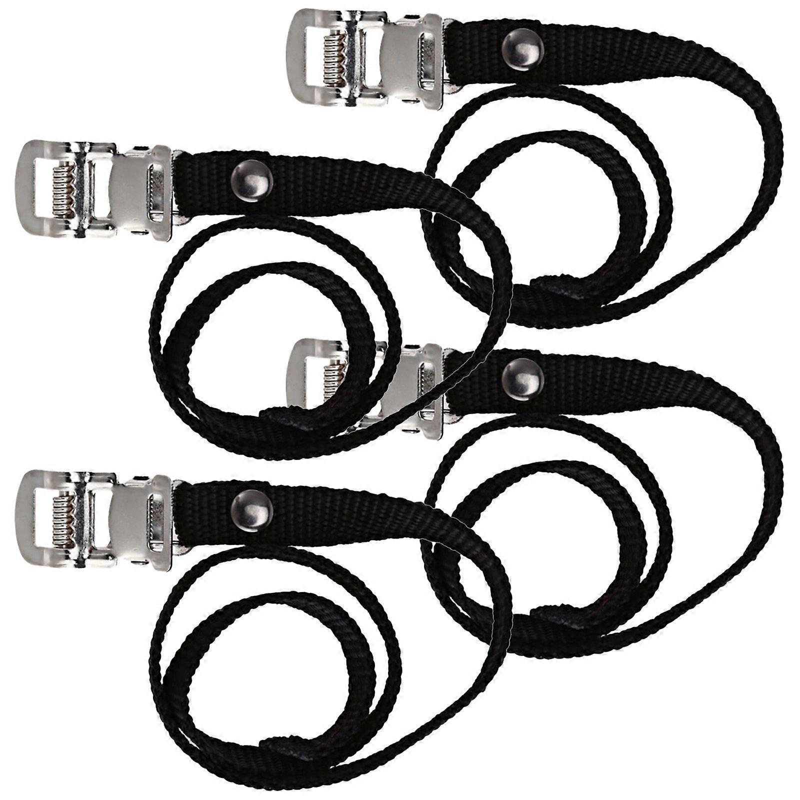 Bicycle Pedal Strap for Foot Buckle Nylon Adjustable 16Pcs Black