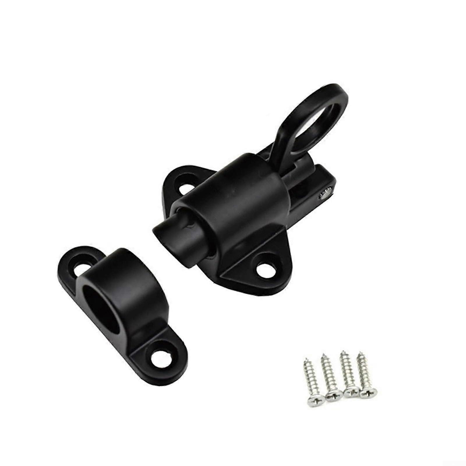 Spring Door Lock SelfClosing Latch Aluminium Alloy Black For Security Gate And Sash Lock With Spring Bolt And Pull Ring