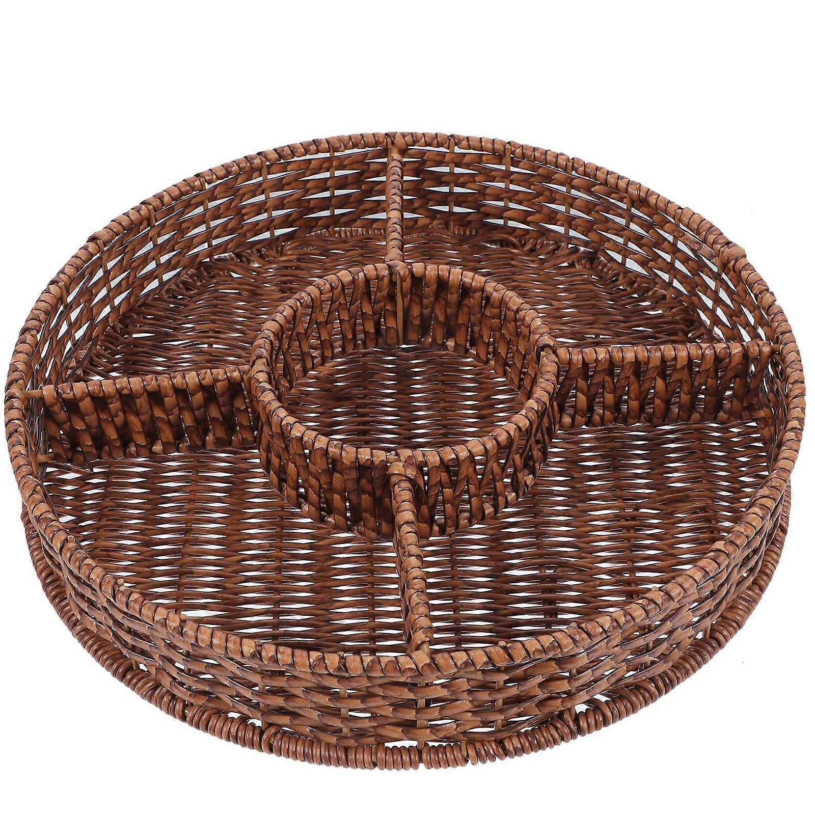 Classic Round Serving Basket 2Pcs Snack Tray For Home Use Kitchen Use Food Serving 29x29cm Design