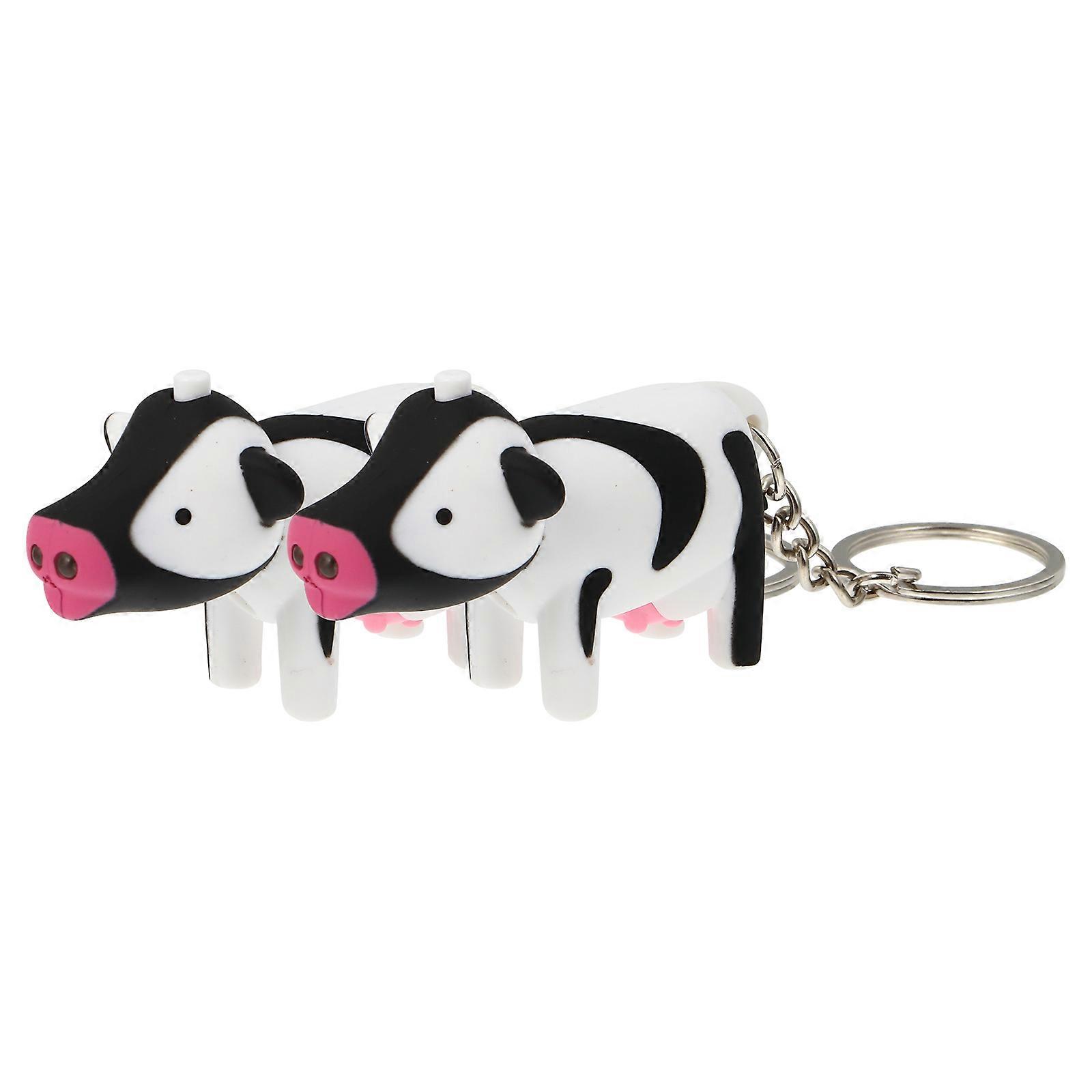 Luminous Cow Shaped Key Ring with Glow and Sound 4Pcs for Kids