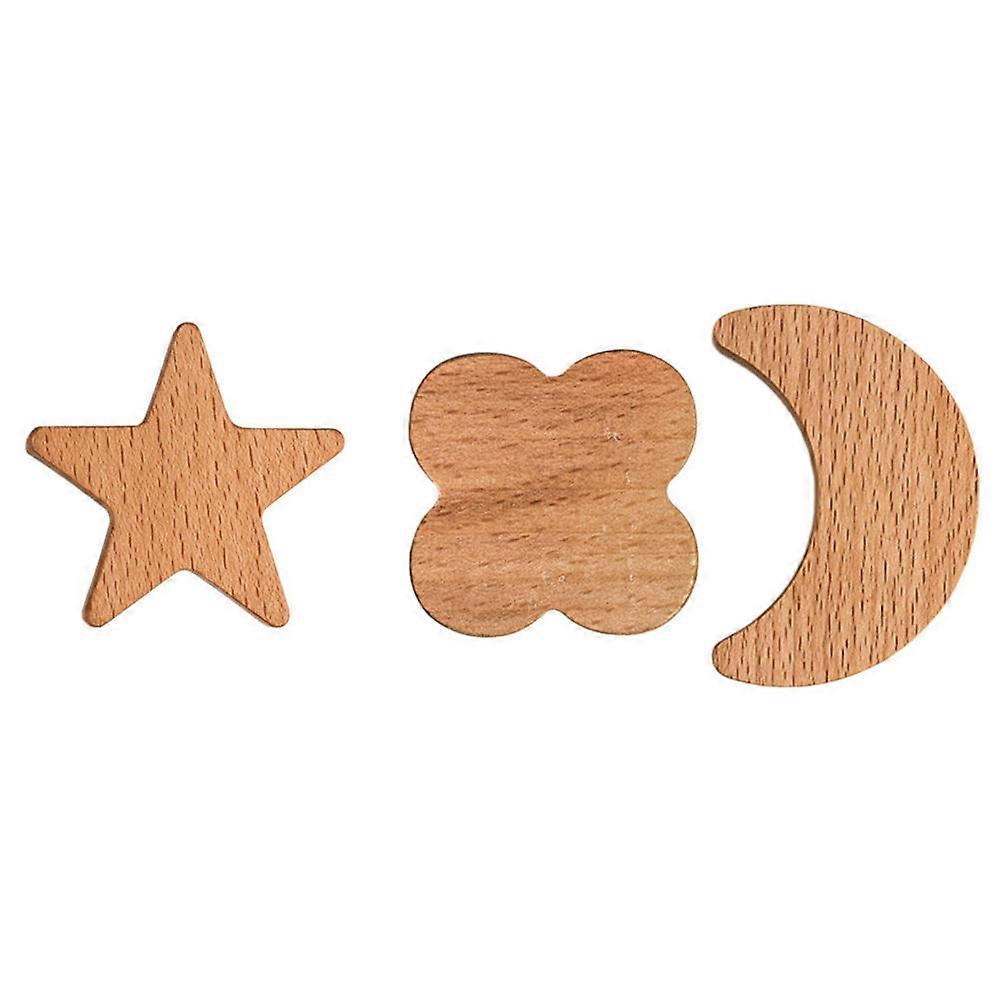 Wall-Mounted Brown Wooden Hooks for Clothes Hanging 3Pcs Set