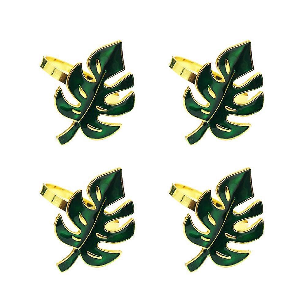 Wedding Napkin Ring Metal Turtle Leaf Design Green 8Pcs Set