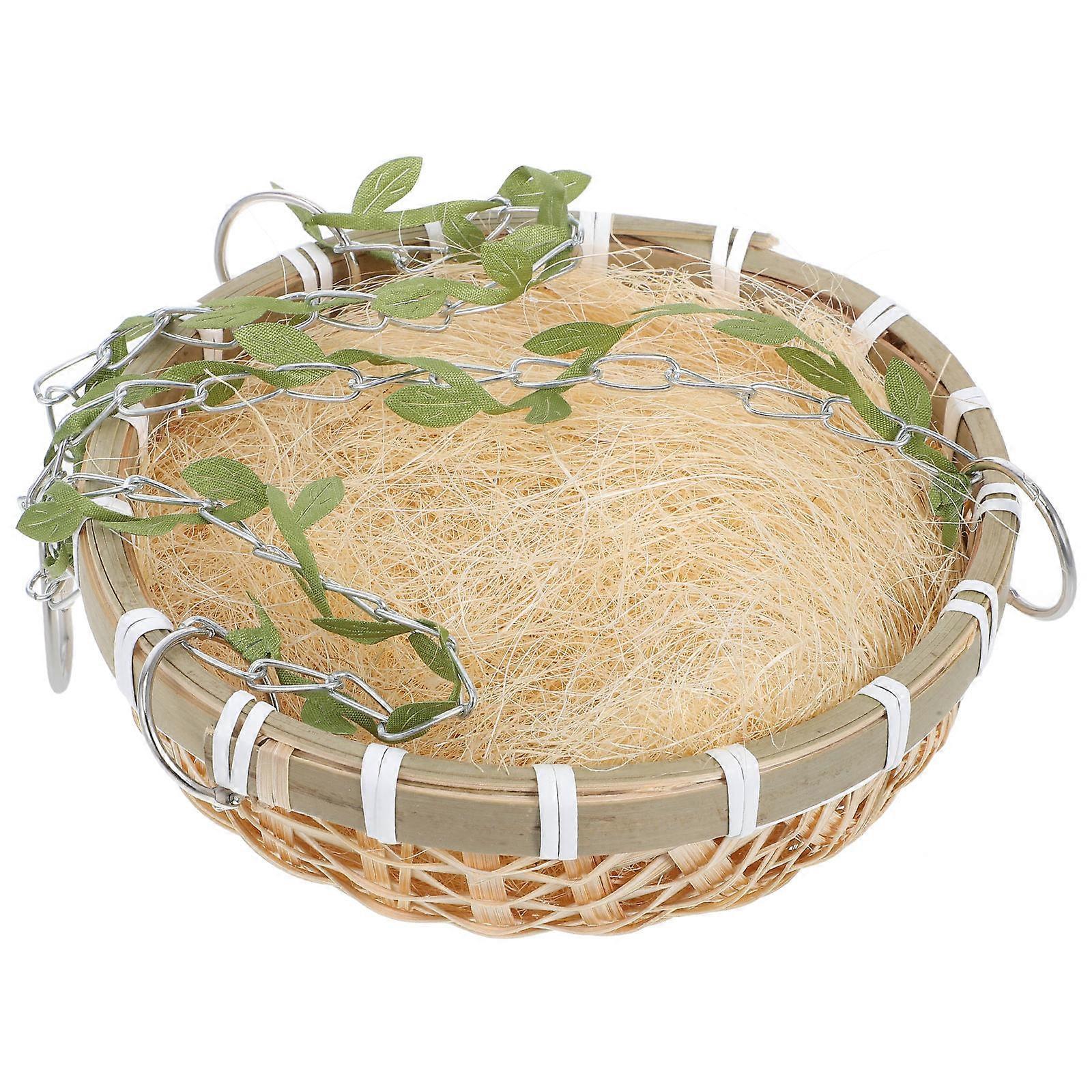 Hanging Bird Nest Bamboo Woven Parrot Bed Outdoor 3Pcs for Lovebird Cage