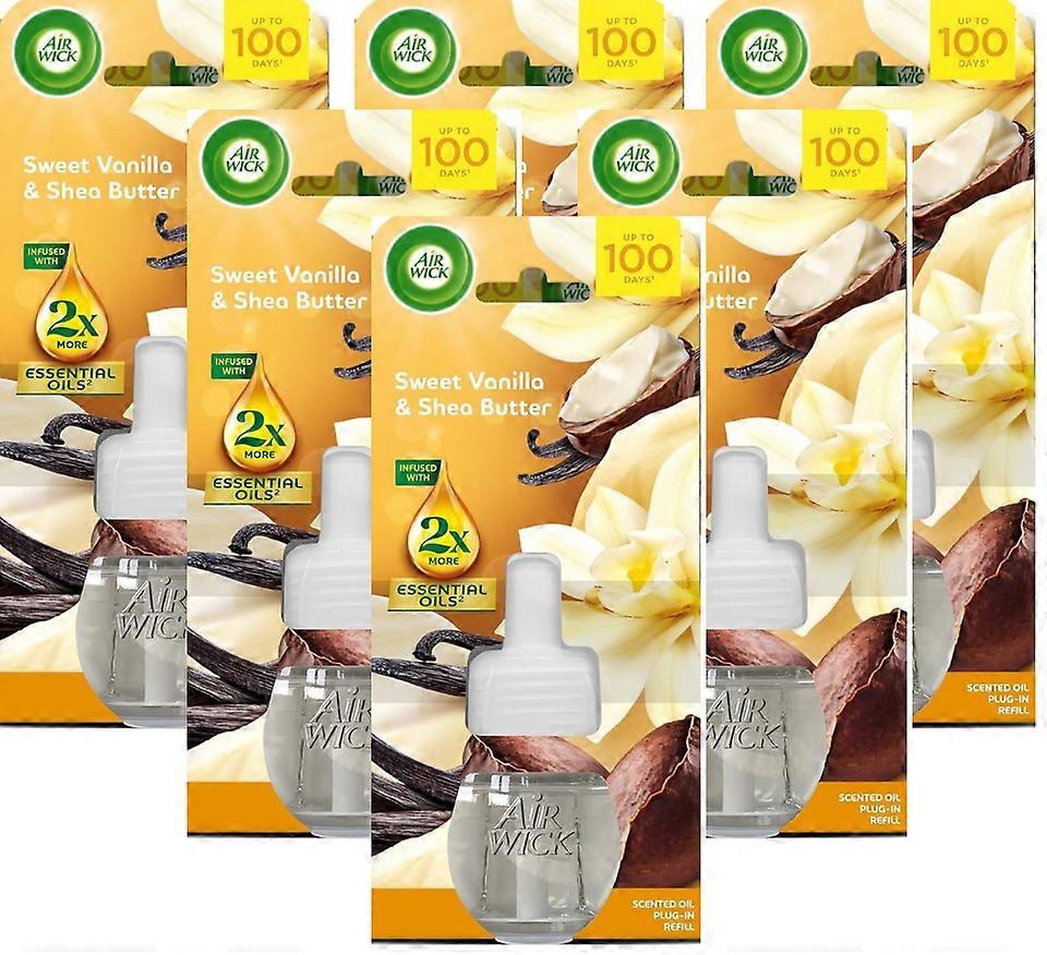 6 x Air Wick Plugin Oljepåfyllning - Söt Vanilj & Sheasmör