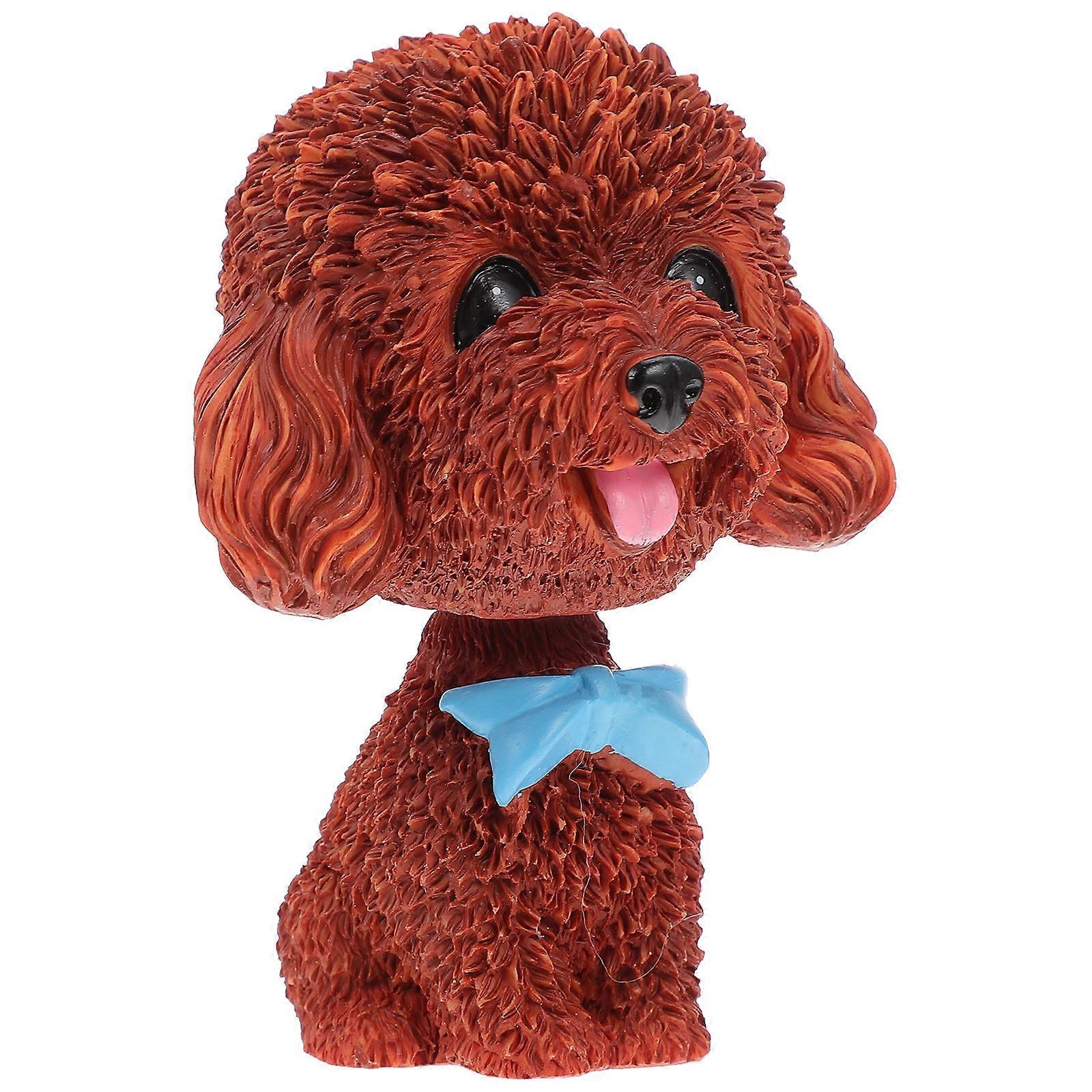Dark Red Resin Puppy Model for Car Decoration 2Pcs