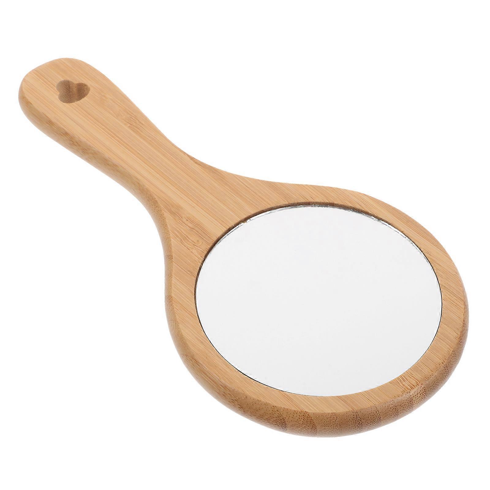 Handheld Makeup Mirror With Wooden Handle For Women High Definition Reflection Perfect For Travel And Home Use In 1Pcs