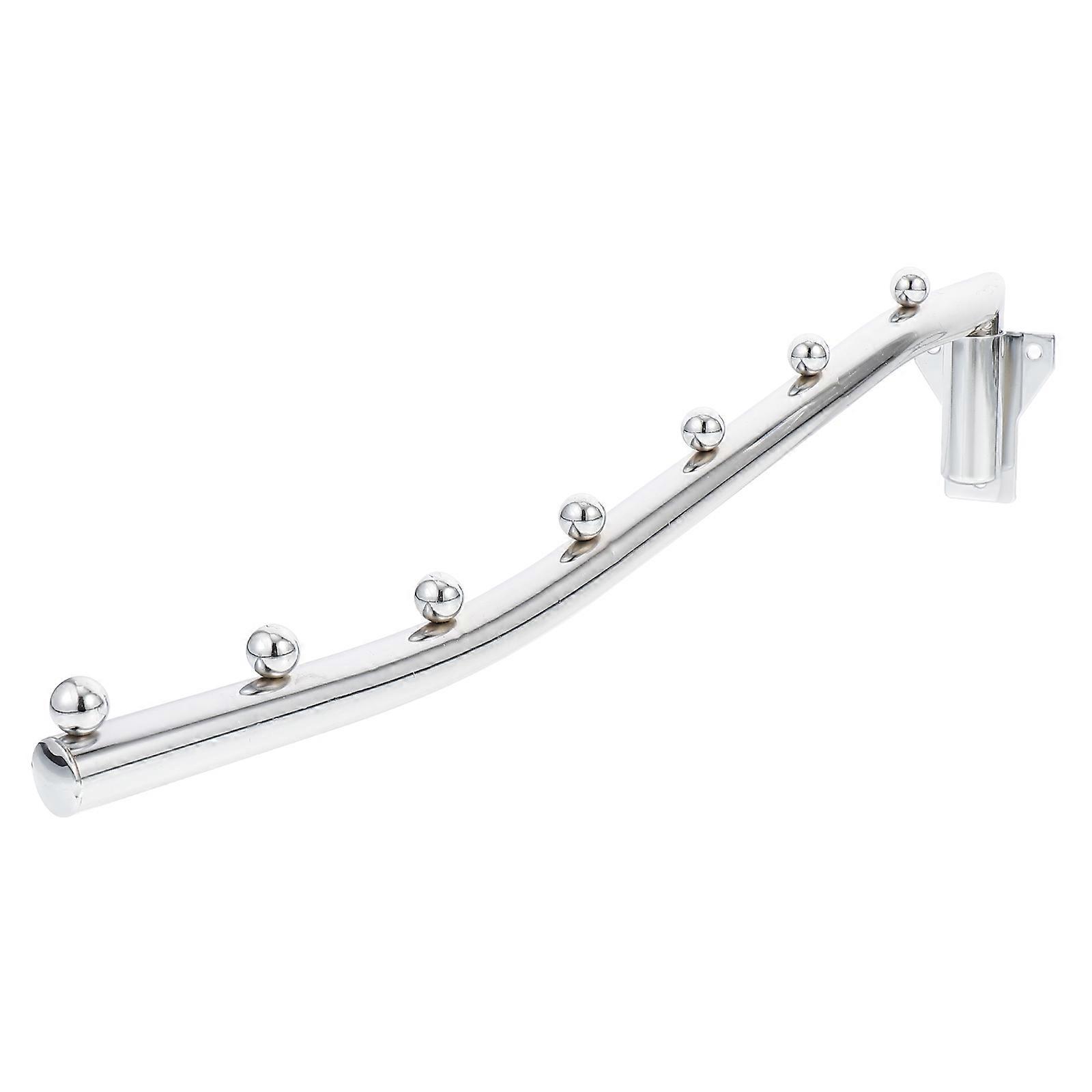 Silver Wall Mounted Clothes Hanger Folding Hanging Rack with 4Pcs Hooks