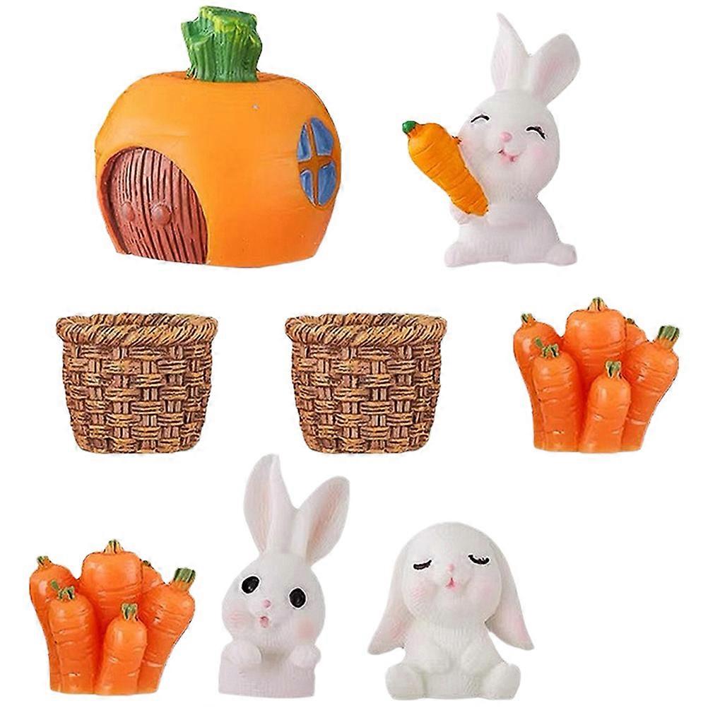 Rabbit Statue Miniature Easter Ornament for 16Pcs Home Decor