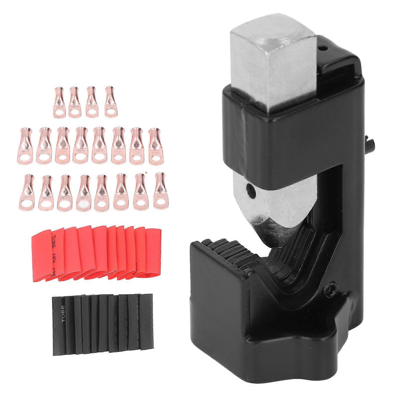 Battery Cable Lug Crimping Tool Hammer Battery Lug Crimper with 20 Terminal 20 Heat Shrink Tube for 8AWG to 0000AWG