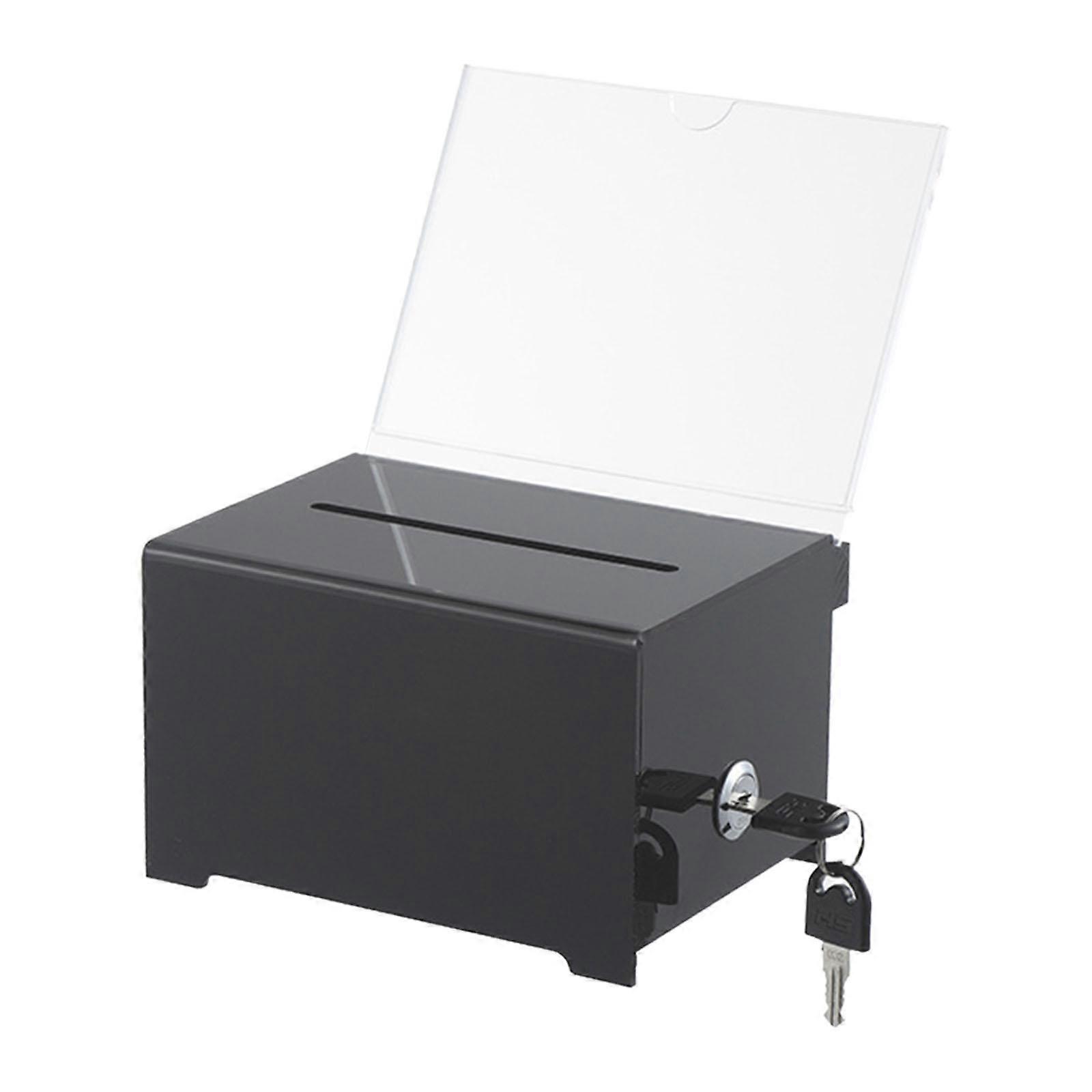 Acrylic Donation Box with Lock Suggestion Case for Tabletop Voting Reception Black