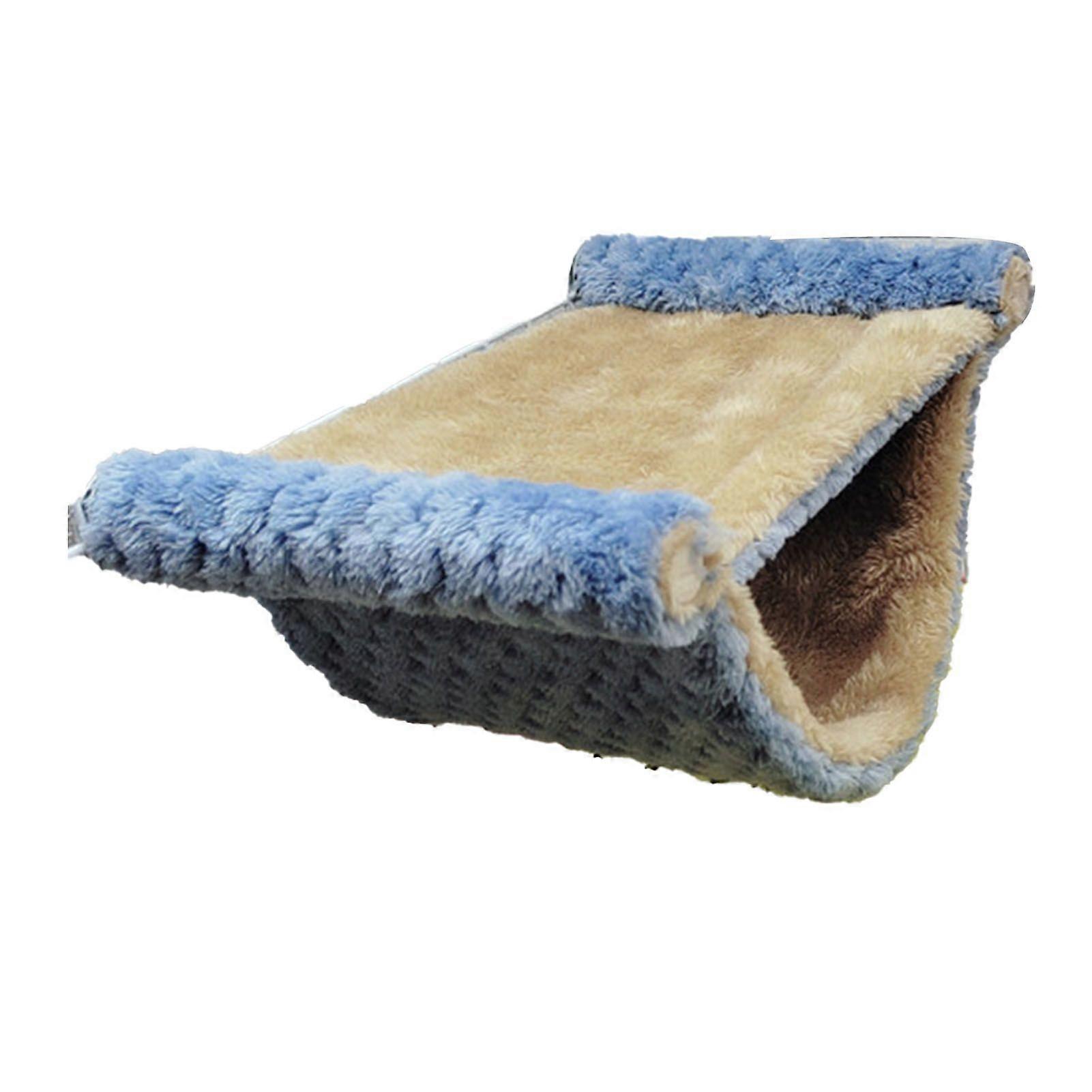 Small Animal Hanging Hammock Bed Soft Warm Double Layer Small Pet Cage Hammock for Squirrel Hamster Golden Hamster L Blue