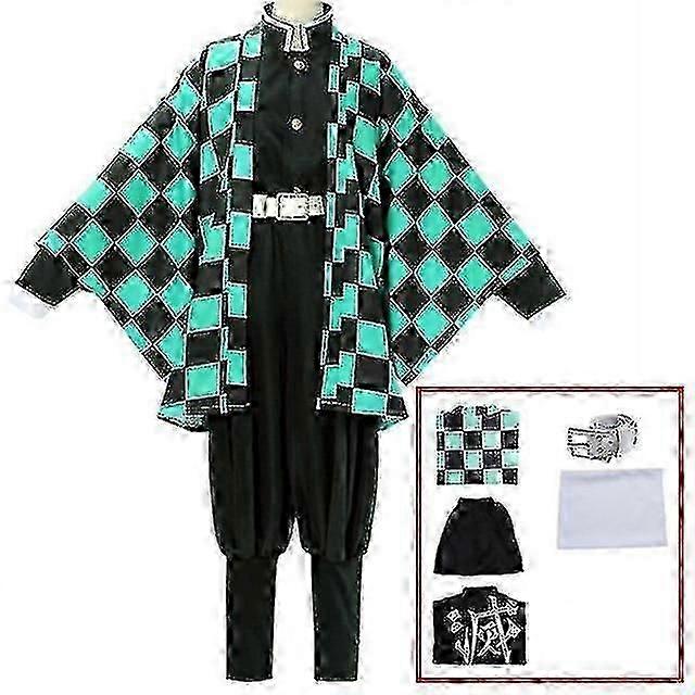 Demon Slayer Kimetsu No Yaiba Tanjirou Kamado Cosplay Costume Kimono Halloween Anime Uniform Set For Adult Kids V