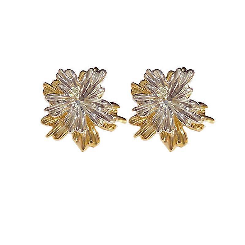 Earrings, Minimalist Color Block Metal Flower Two-Way Wear Unique S925 Silver Needle
