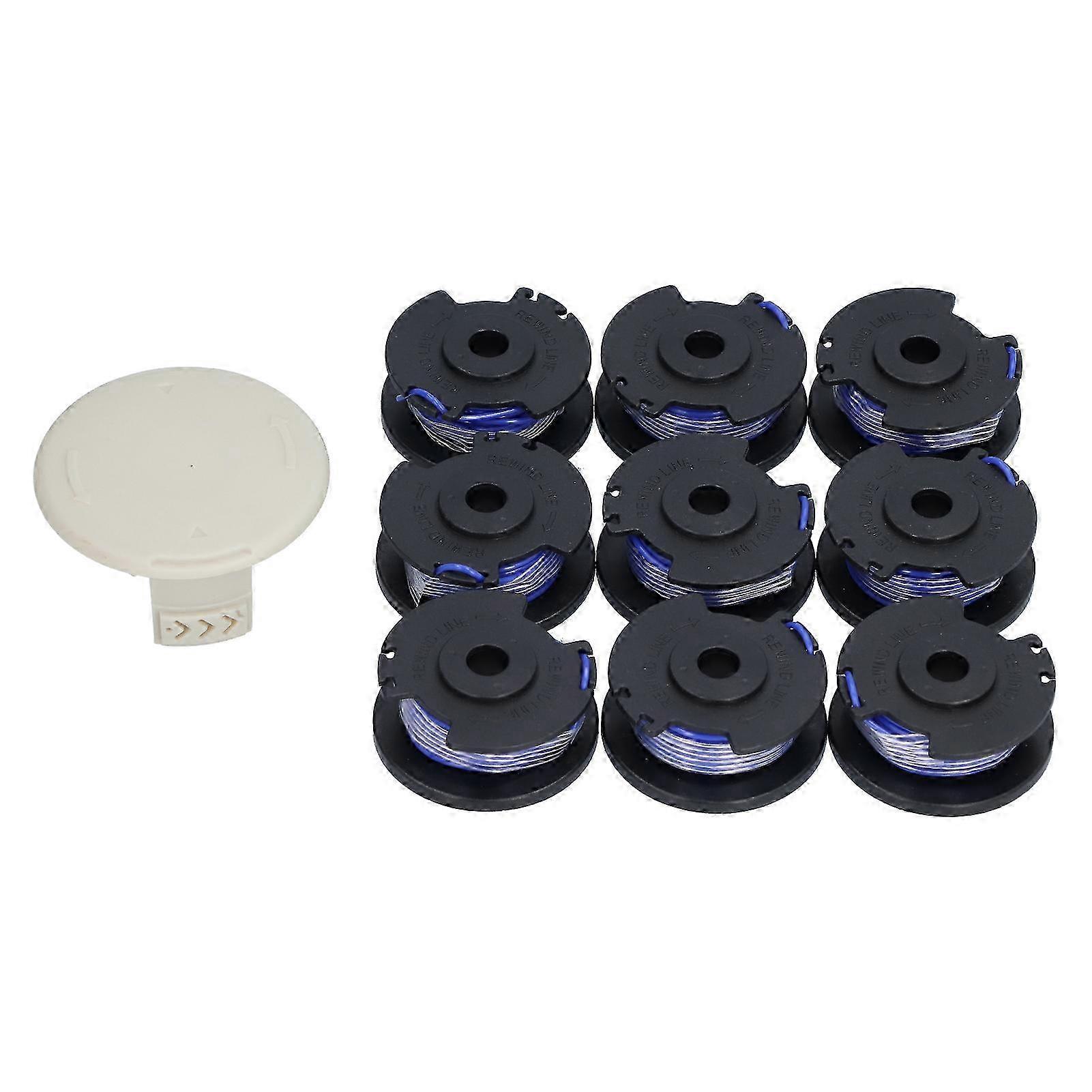 25-26 9Pcs Trimmer Spool Line with Cap Replacement Parts Fit for Ryobi 18/24/40V Lawn Mower