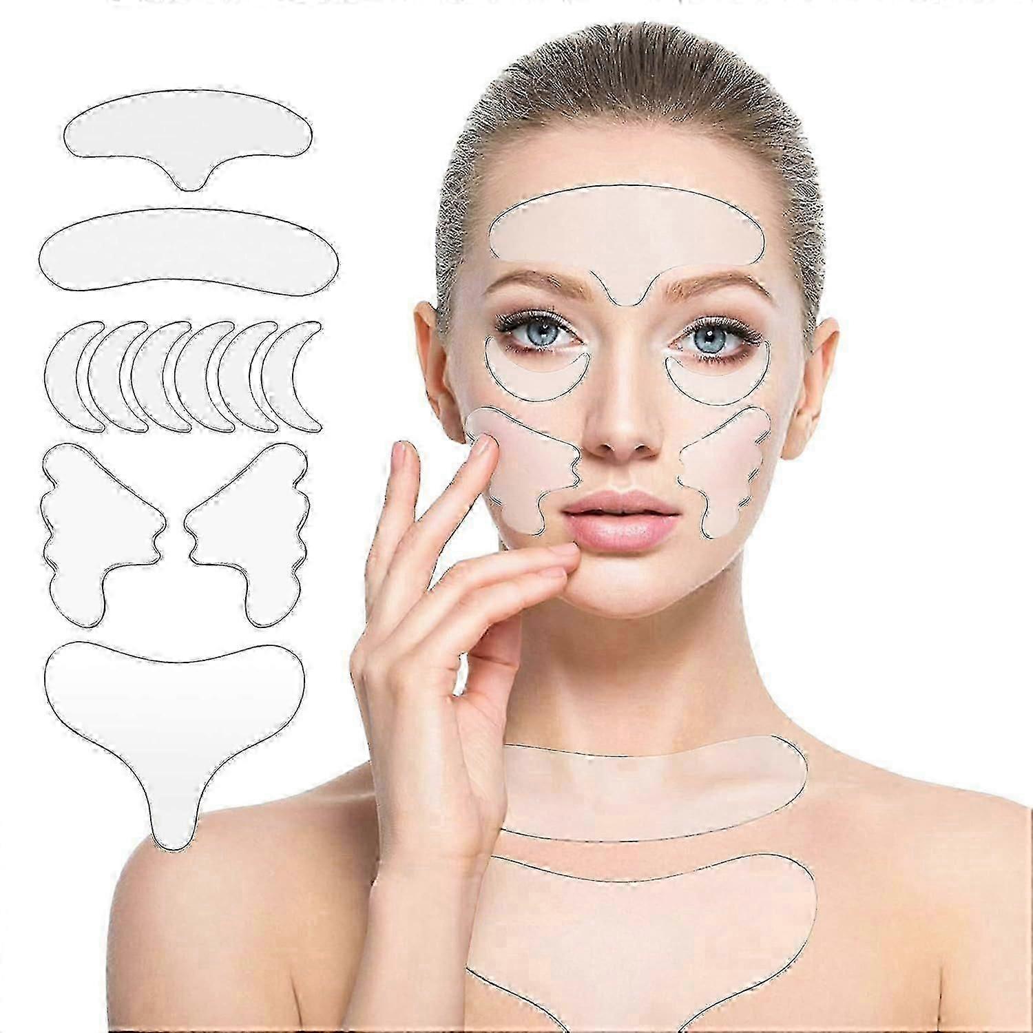 Face and Forehead Wrinkle Patches, Anti Wrinkle Patches 11 Pcs, Silicone Wrinkle Patches to Reduce Fine Wrinkles, Frown, Chest and Smile Lines for Wom
