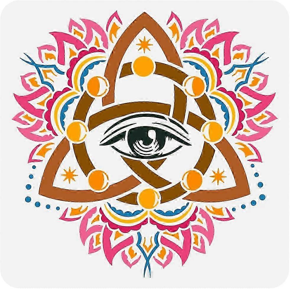 Celtic Trinity Sign Painting Stencil 11.8x11.8inch Reusable All Seeing Eye Pattern Decorative Drawing Template Celtic Trinity Knot Symbol Theme Sprayi