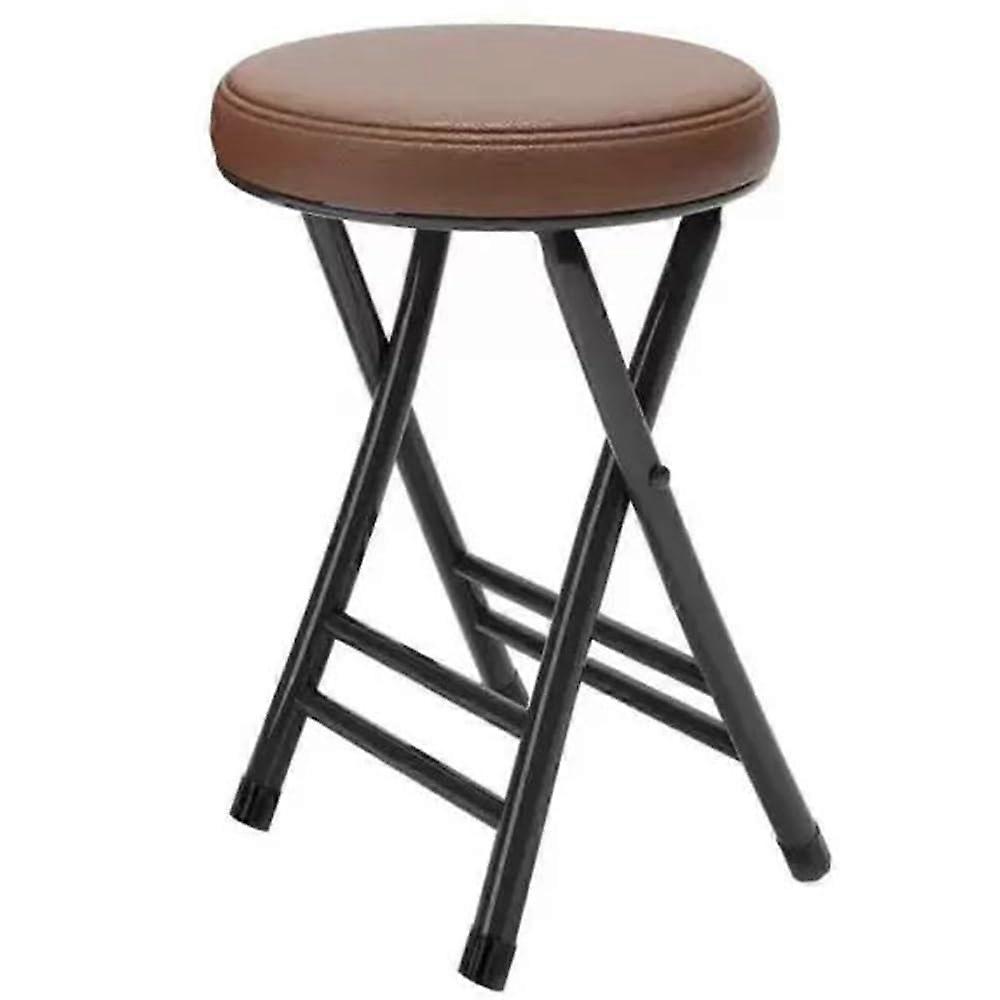Modern Round Folding Stool 50cm Brown Stackable Portable 330 Lbs For Home And Outdoor Events Space Saving Seating