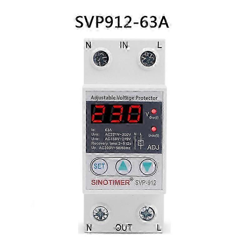 63A 230V 50/60Hz Din Rail Adjustable Automatic Recovery Over and Under Voltage Protector Voltage Pr 25-26s