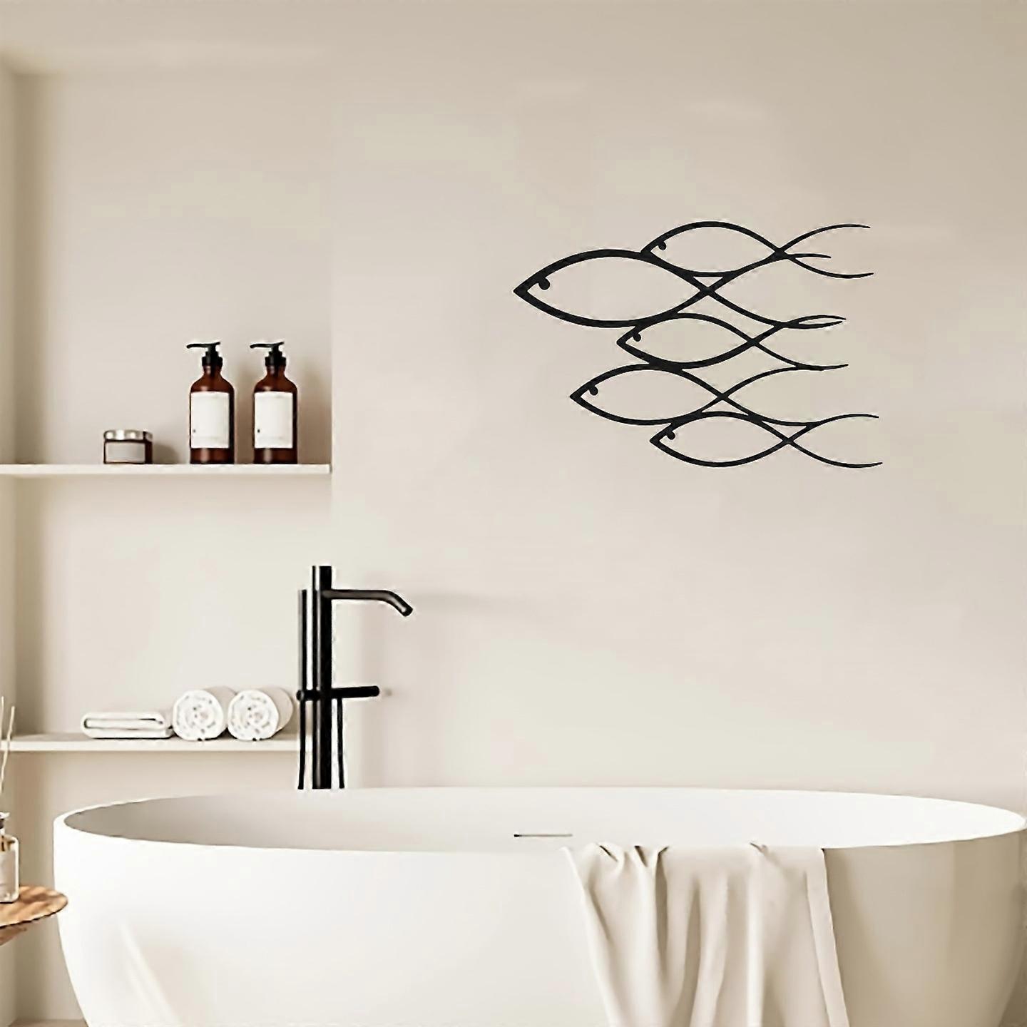 1PC School of Fish Hanging Metal Wall Décor for Home Interiors