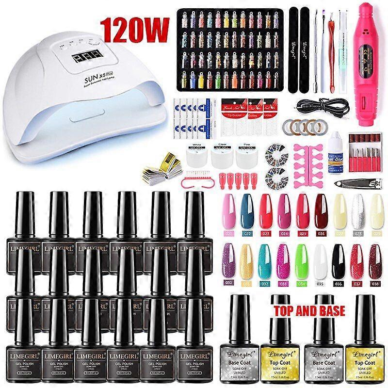 Σετ μανικιούρ για extensions νυχιών, σετ βερνικιού νυχιών με τζελ, σετ στεγνωτήρα νυχιών με λάμπα UV LED και απορροφητικό νερό J