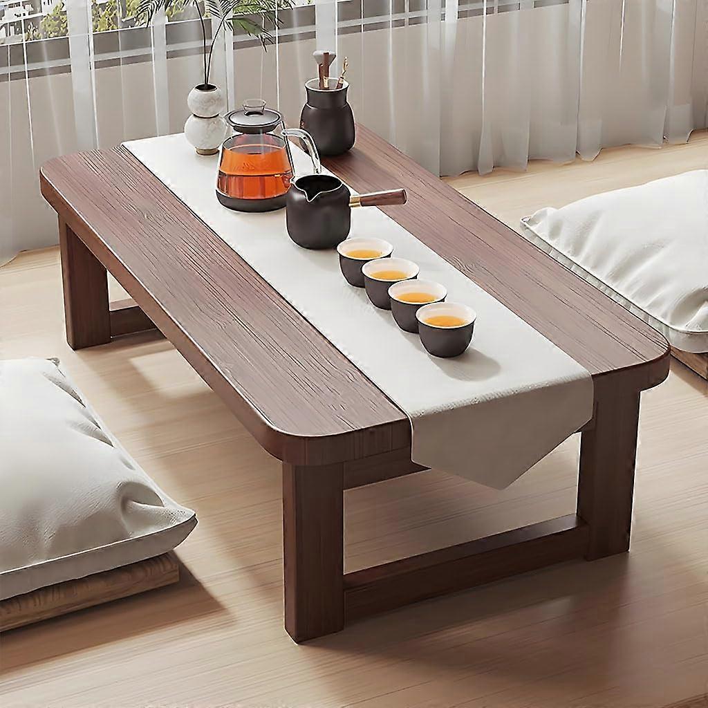 Solid Wood Folding Coffee Table 80x40x40 cm Walnut Color Modern Low Table For Floor Sitting Ideal For Home And Study