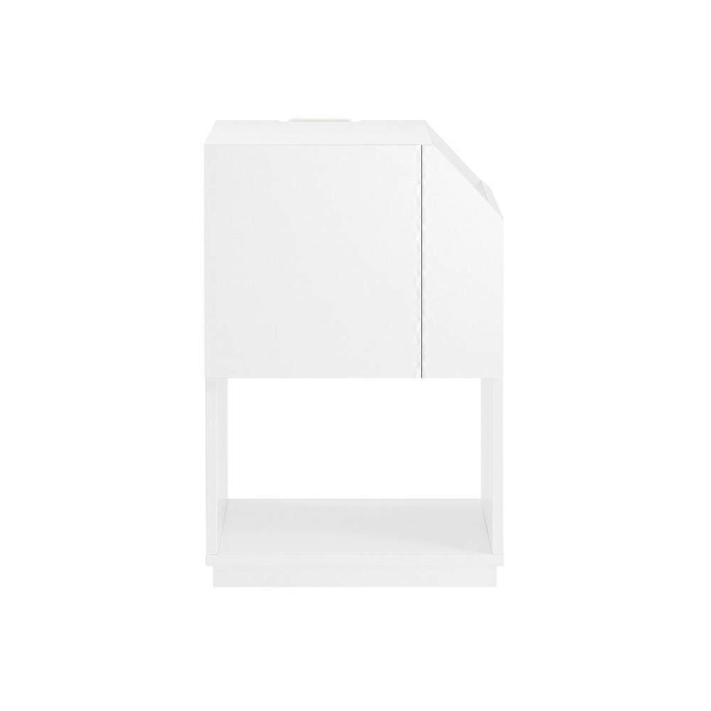 SoBuy FBT136-W,Irregular Bedside Table Nightstand Table End Table Sofa Side Table with A door and 2 Open Storage Compartments for Bedroom