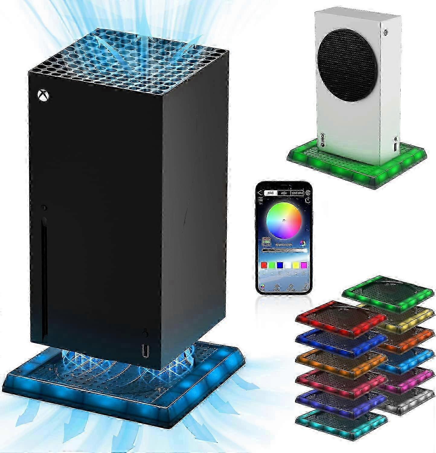 Cooling Stand for Xbox Series X/S with RGB Light,12 Colors 300 Effects,Console AccessoriesGaming Accessories for Controller