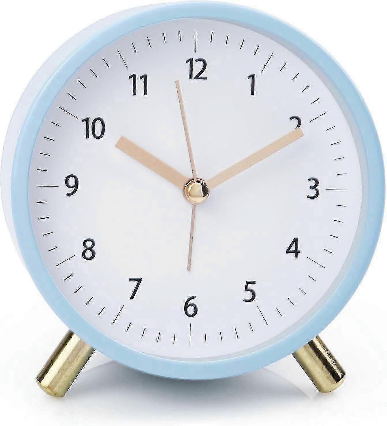 SCSYV Alarm Clock 4.5" Bedside Analog Alarm Clock for Bedroom Battery Operated Round Clock with Backlight, GreenBlue SZRH