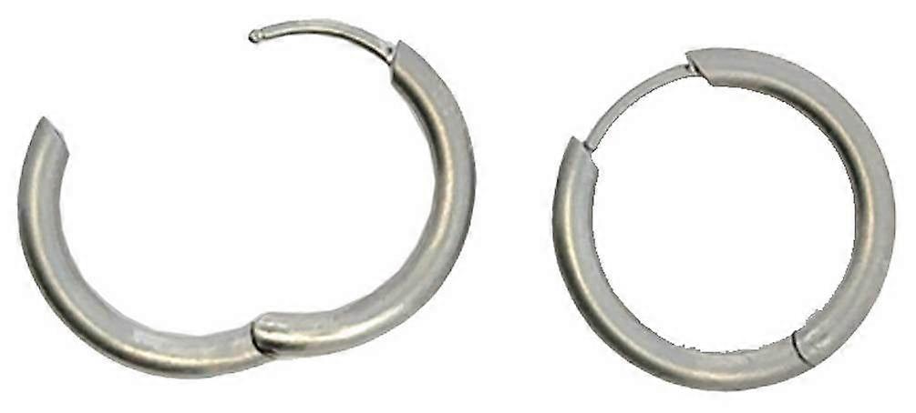 Ti2 Titanium Medium Round Hinged Hoop Earrings - Natural Silver