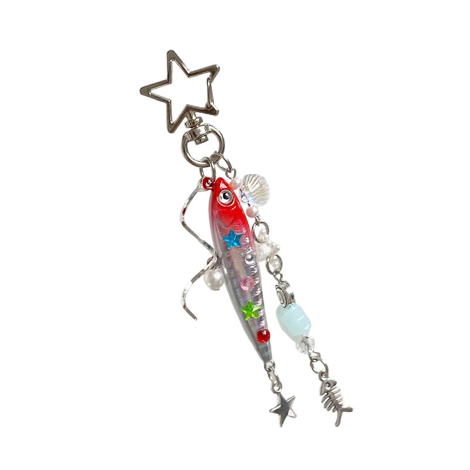 Vibrant Color Retaining Fish Keychain Wear Resistant Phone Rope Ergonomic Design Practical Daily Carry Accessory  Red