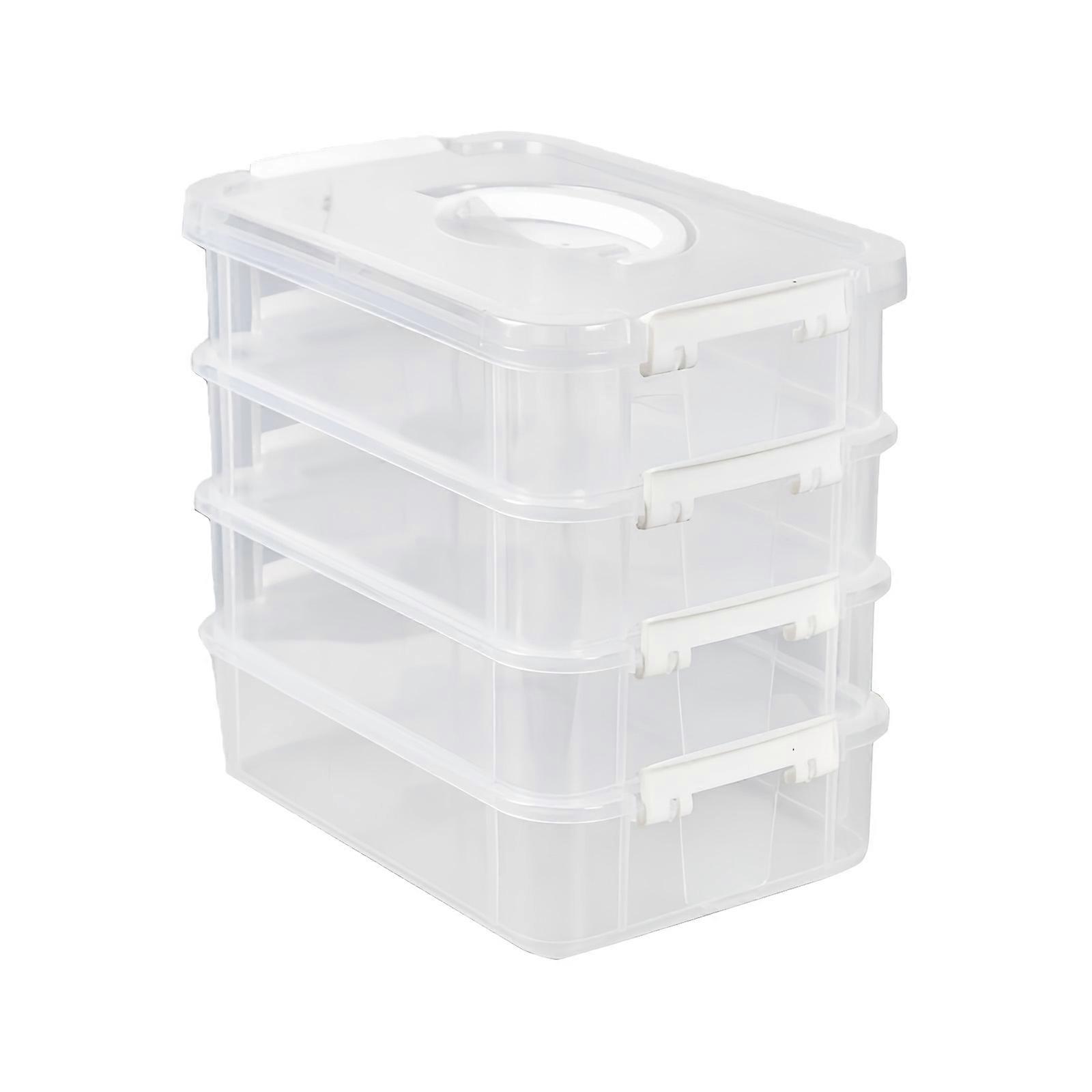 Stackable Plastic Organizers Box With Compartments Small Parts Storage For Toy Office Supplies Clear Drawer Systems  White four layers