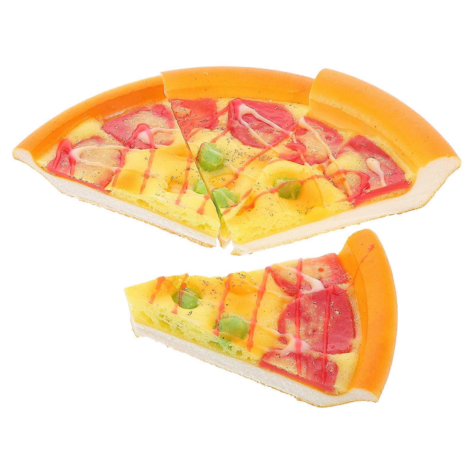 Pretend Play Simulation Cheese Pizza Slice Model for Decoration with 4Pcs Set
