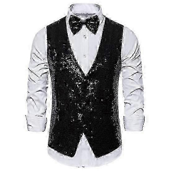 Sleek Single-breasted V-neck Cardigan with Sequin Accents Ideal for Stage Performances and Emcee Appearances