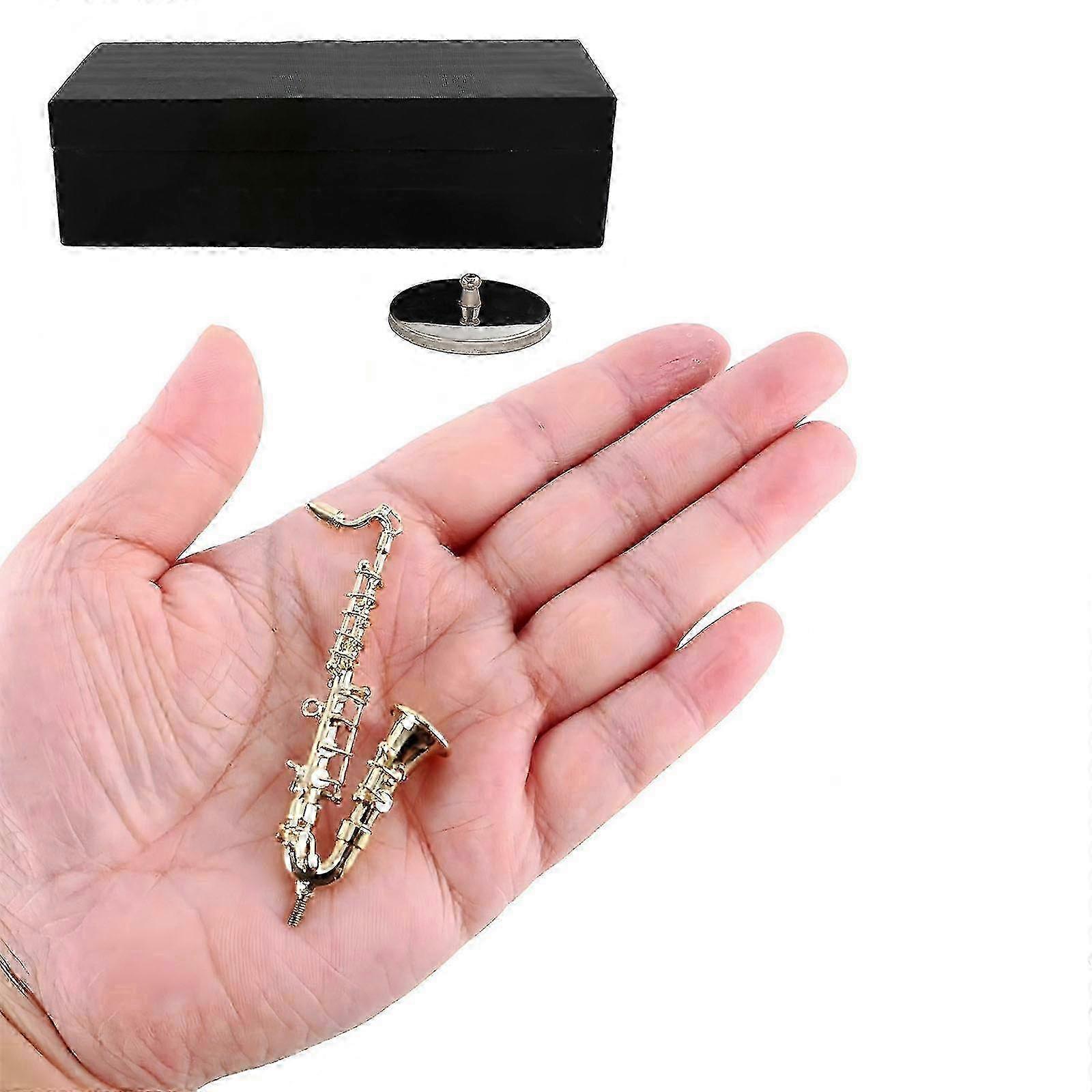 Miniature Tenors Saxophone Model with Stand and Case Gold Plated Saxophone Model Musical Instrument Decoration Enduring Multicolor