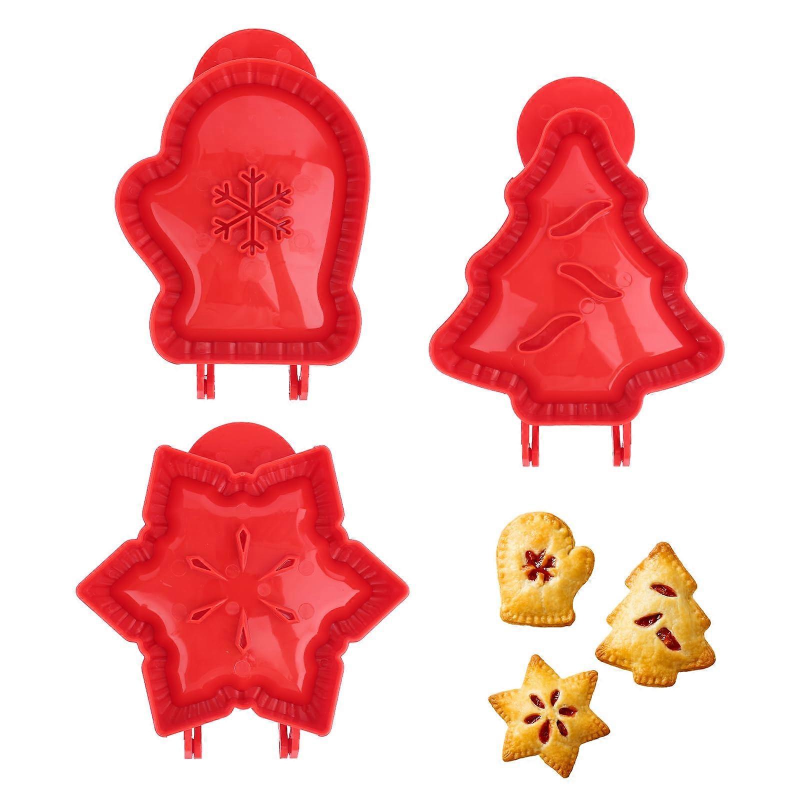 3pcs Christmas Pie Molds Set with Snowflake, Glove, Tree Shapes for Holiday Baking Parties