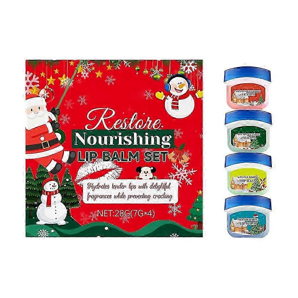 Christmas Nourishing Lip Balm Set with Botanical Extracts for 24-Hour Hydration and Natural Rosy Lip Complexion