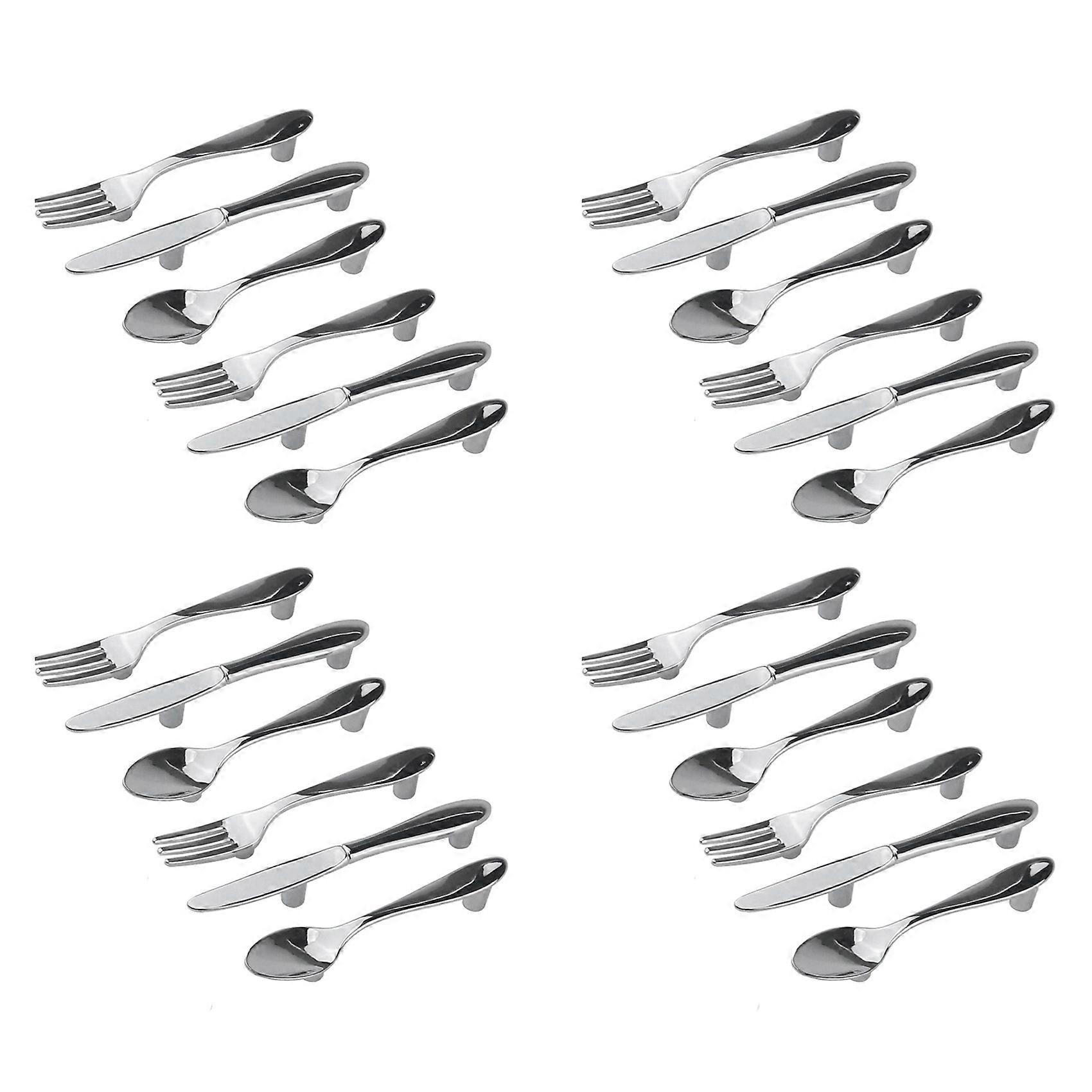 24 PCS Knife Spoon Fork Kitchen Cabinet Closet Drawer Pull Handles Knobs 3-Inch Center to Center (Silver)