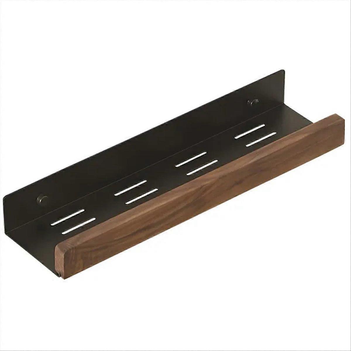 Black Walnut Wood Bathroom Storage Wall Mounted Storage Rack, 20cm