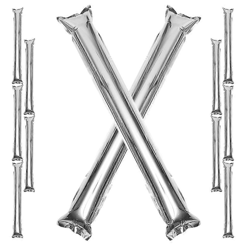 Silver Noise Makers Inflatable Cheerleading Stick for Sporting Events 12Pcs