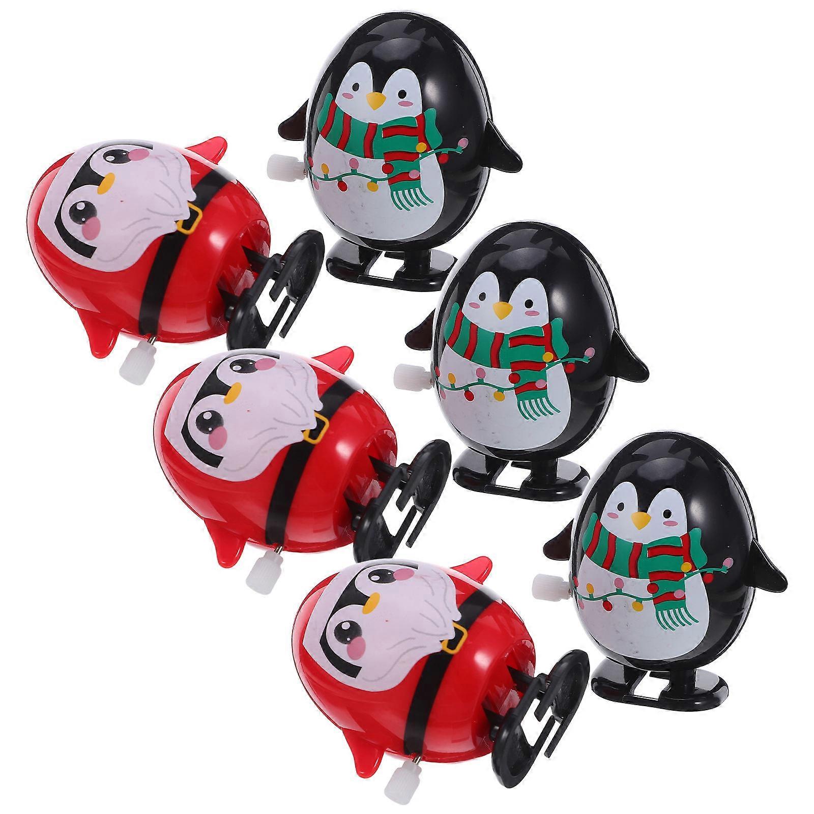 Penguin Action Figure Walking Toy for Playing 6Pcs Assorted Color Plastic Set