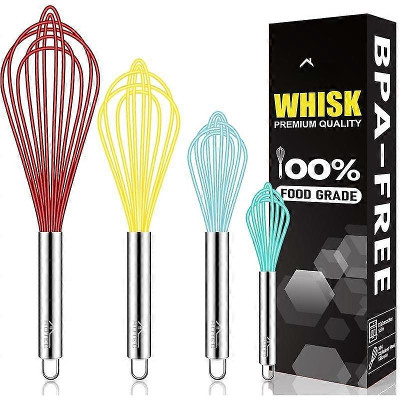 4 count  Whisks Set, Wire Balloon Whisks for cooking Egg Beater, Non-slip Handle Whisk for Non-stick Cookware  for Cooking, Stirring, Beatin