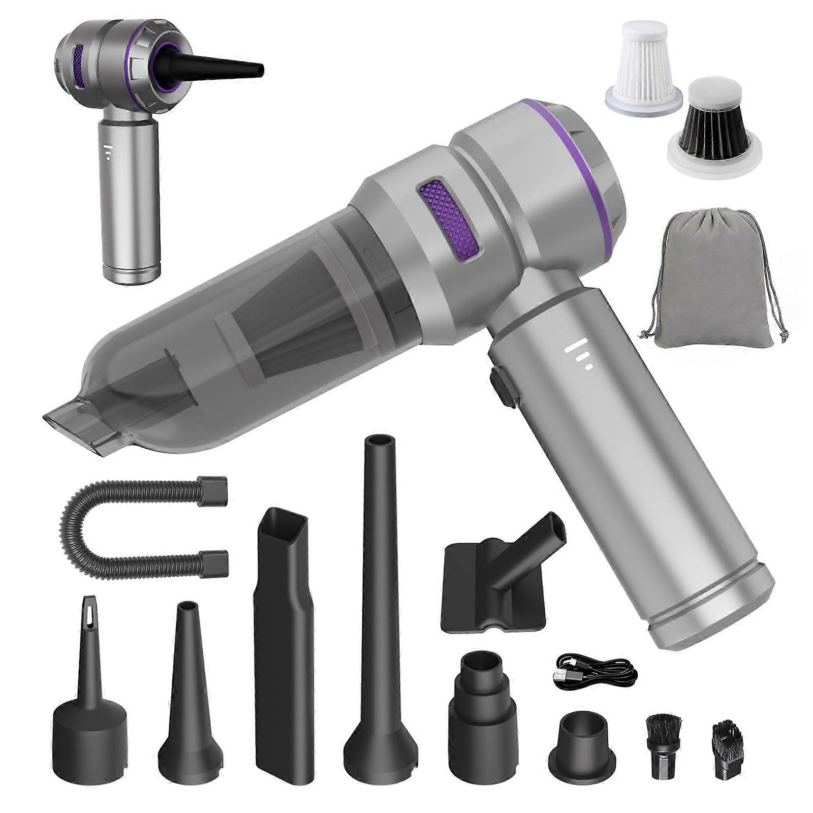 Handheld Car Vacuum Cleaner 22000Pa  Power 4 in 1 Cordless Design with Brushless Motor Silver Purple