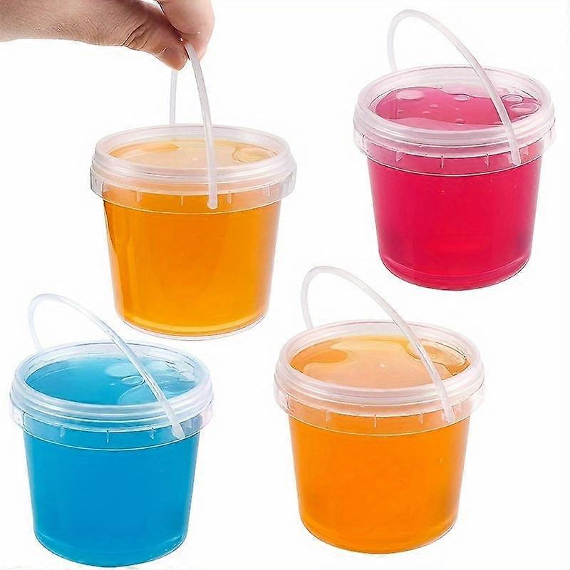 10pcs Clear Slime Containers With Lids And Handles, Plastic Storage Bucket Containers, Clear Slime Storage Case For Slime DIY Art Craft, Pig