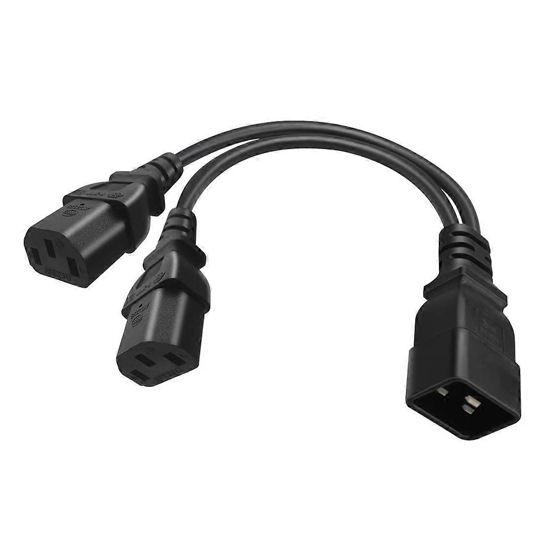 0.32M IEC320 C20 to Dual C13 Y Splitter Power Cable for PDU UPS Server Stable Power Delivery Black