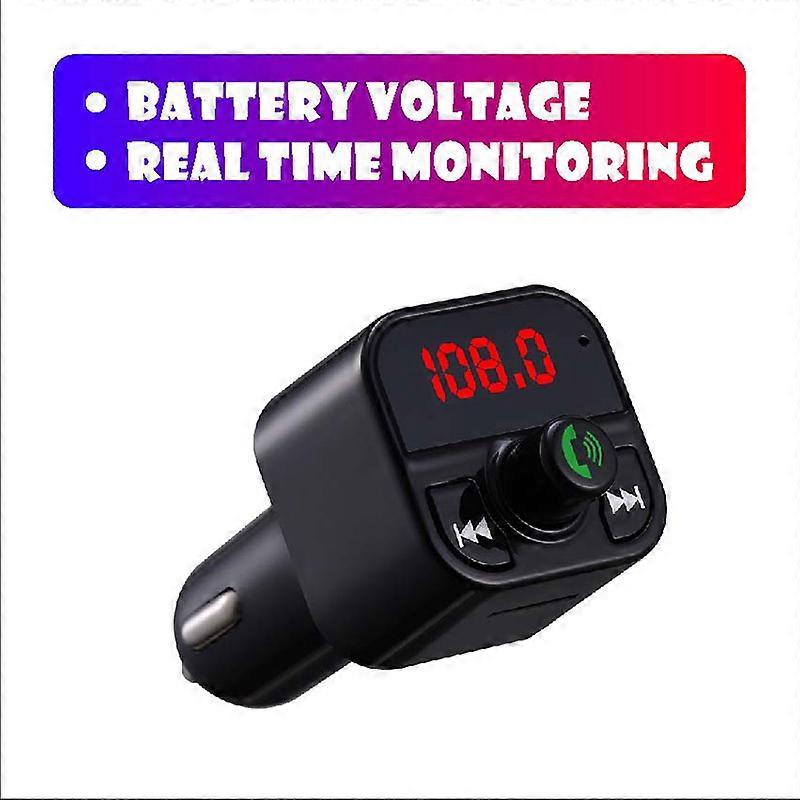 Car Bluetooth 5.3 FM Transmitter Fast Charging Dual USB Interface Handsfree Audio Call MP3 Player GPS Navigation Modulator