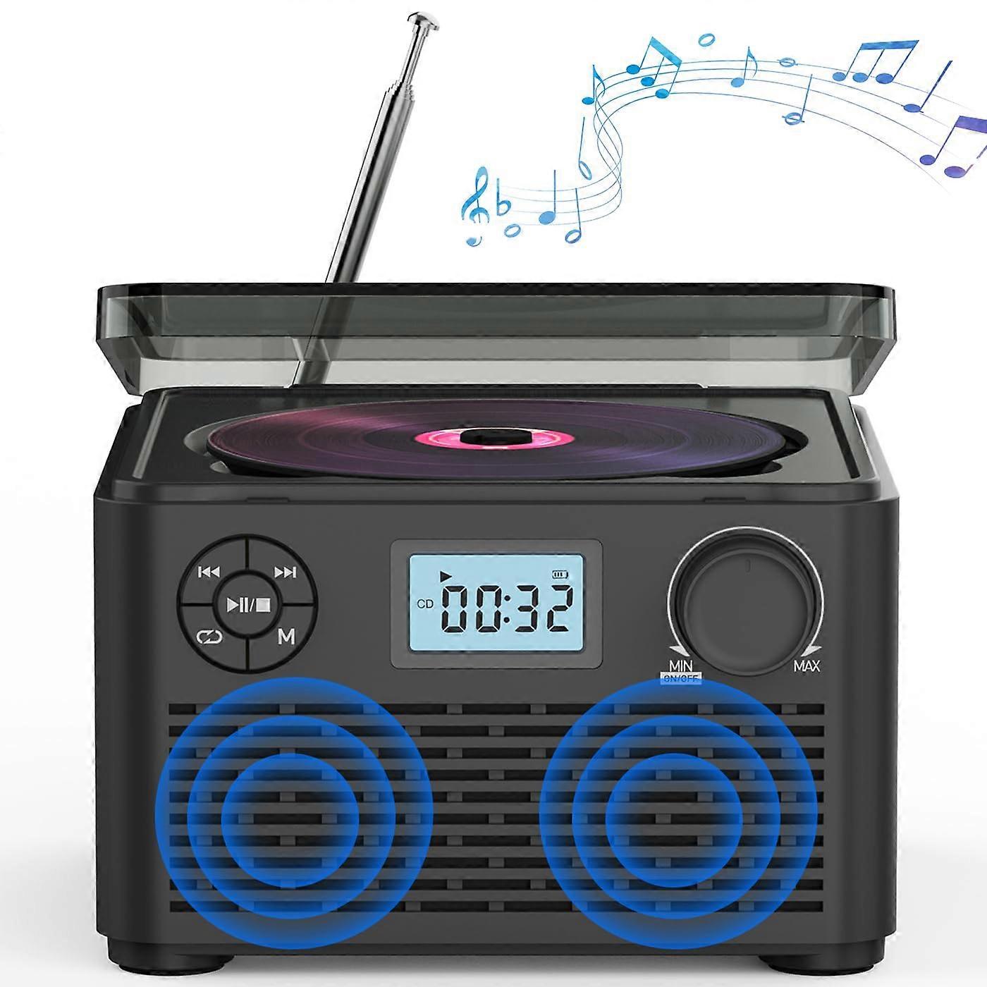 Portable Radio Tape Cassette Cd Players 4000mAh Battery FM Bluetooth TF Card USB Input Vintage  Loading CD Boombox
