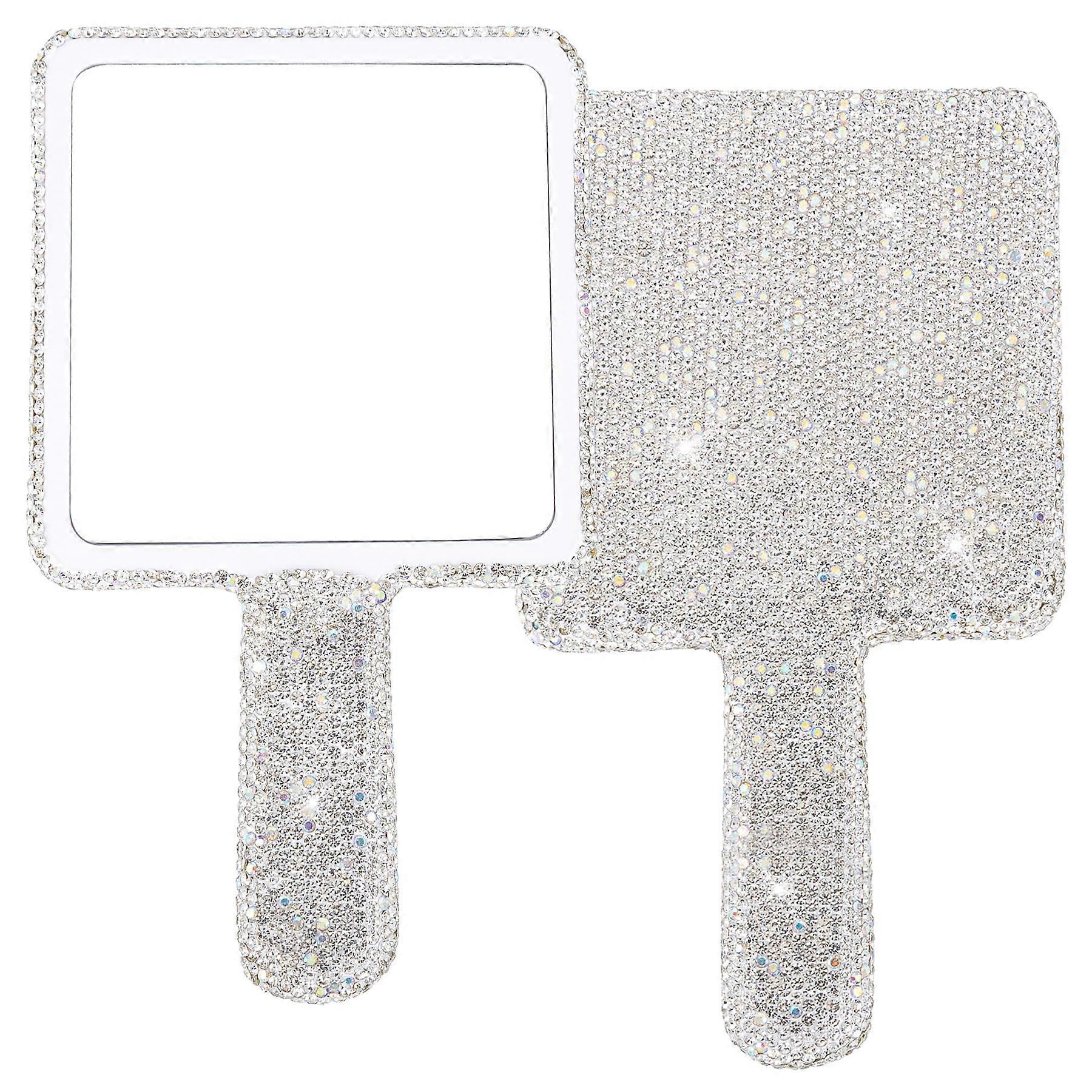Handheld Mirror with Sparkle Glam Design, Compact Travel Size, Elegant Bling Gift for Women