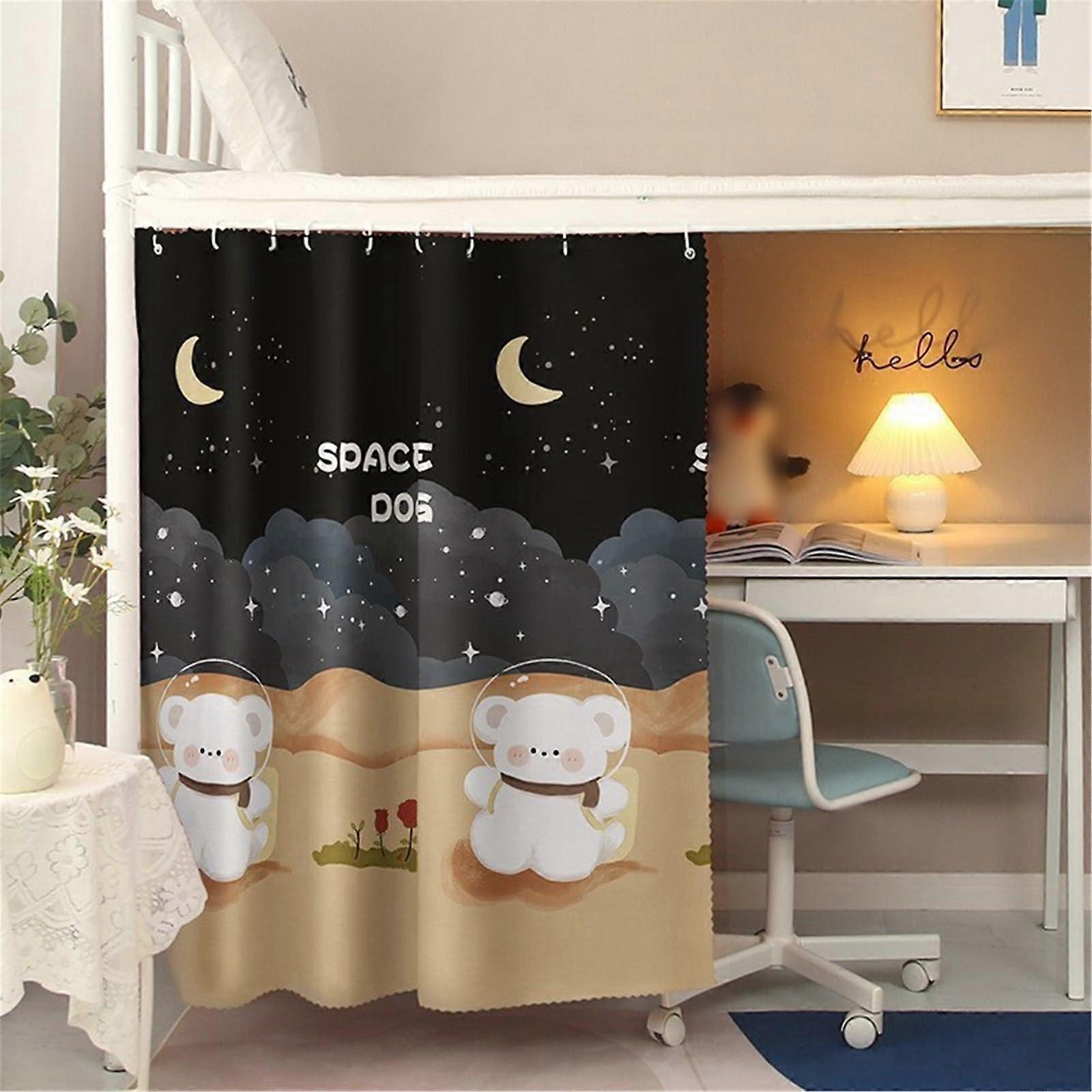 Dorm Bunk Bed Privacy Curtains with  Panel, Breathable Full Coverage for Students, Bear F